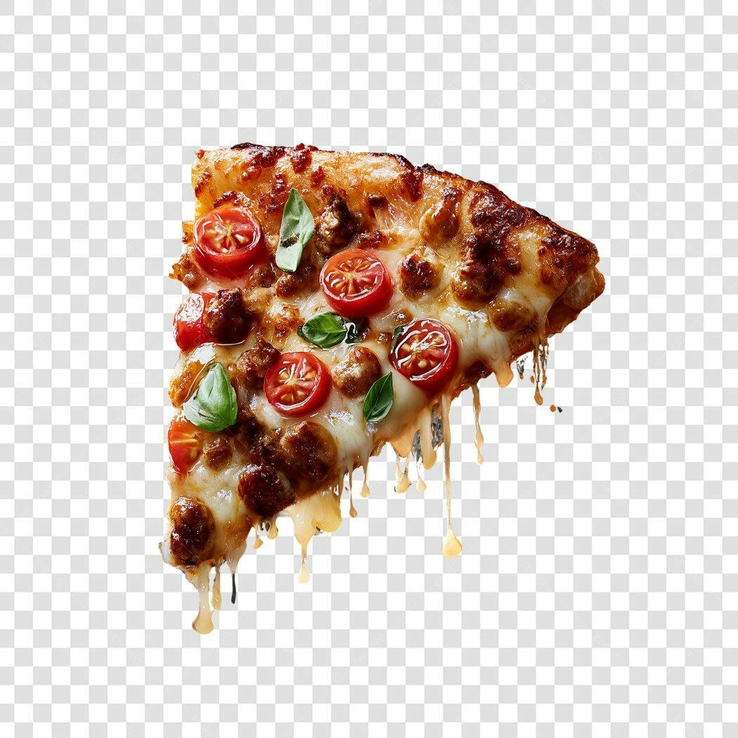 Foto Recortada Fatia Pizza Margherita PNG Fundo Transparente