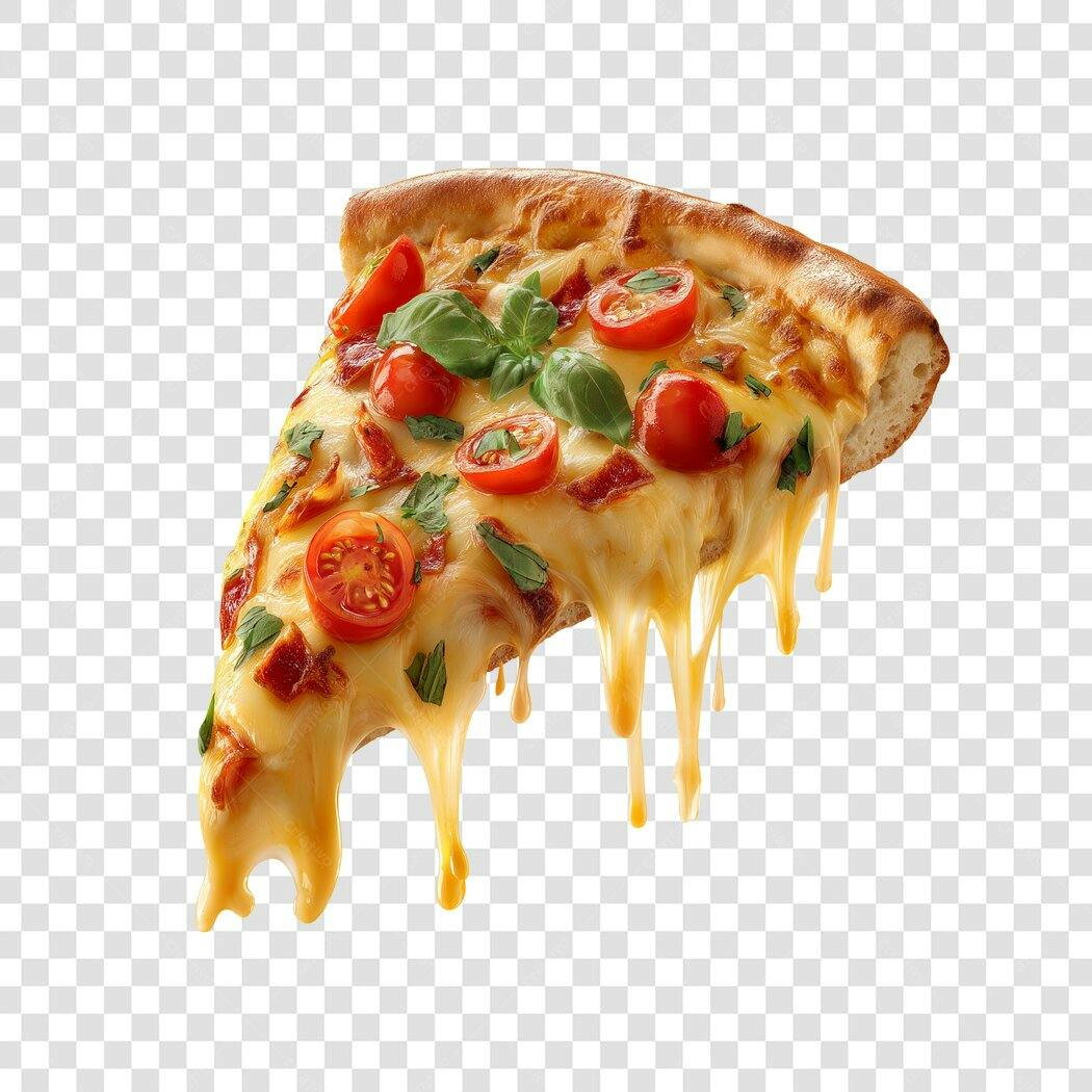 Foto Recortada Fatia Pizza Queijo Derretido PNG Fundo Transparente