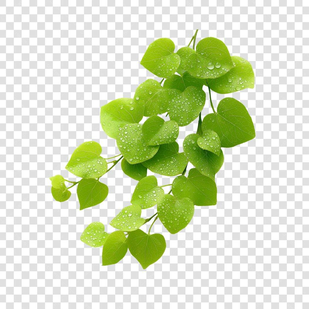 Foto Recortada Folhas Verdes Gotas D'água PNG Fundo Transparente