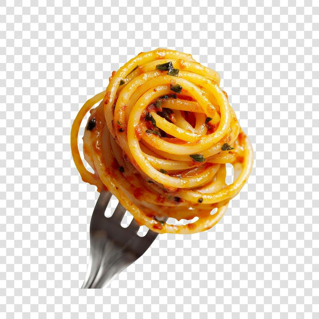 Foto Recortada Garfo Espaguete com Molho PNG Fundo Transparente