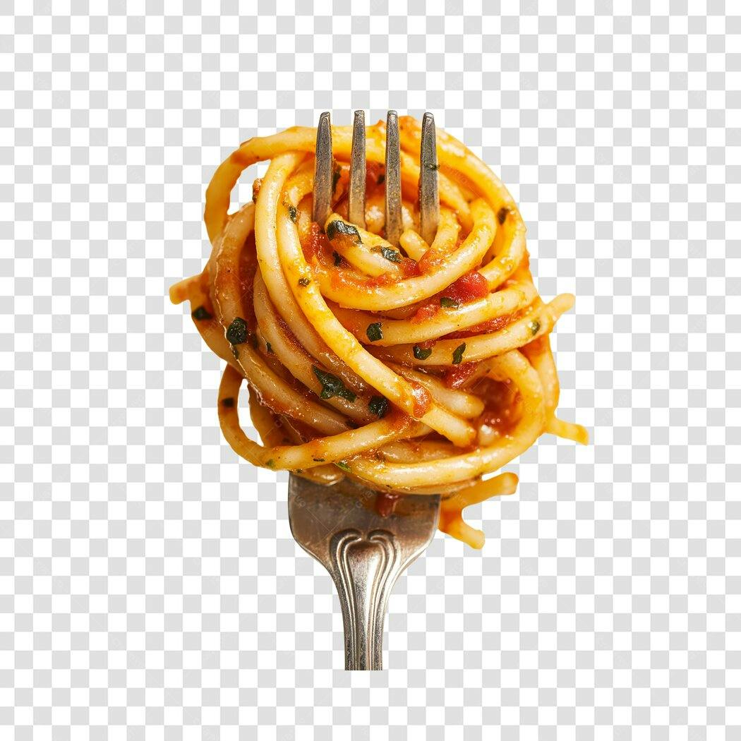 Foto Recortada Garfo Espaguete Molho Tomate PNG Fundo Transparente