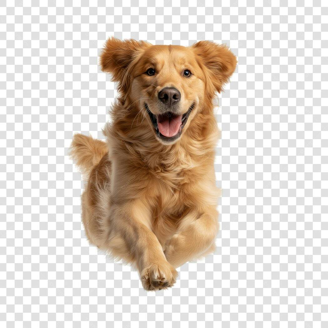 Foto Recortada Golden Retriever Cachorro Correndo PNG Fundo Transparente