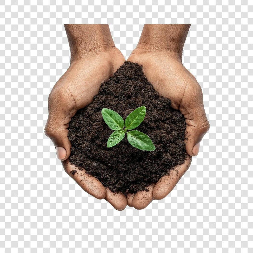 Foto Recortada Mãos Plantando Muda Terra PNG Fundo Transparente