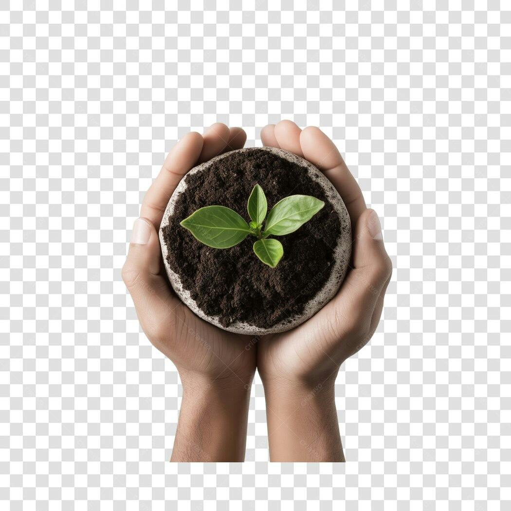 Foto Recortada Mãos Segurando Planta Jovem PNG Fundo Transparente