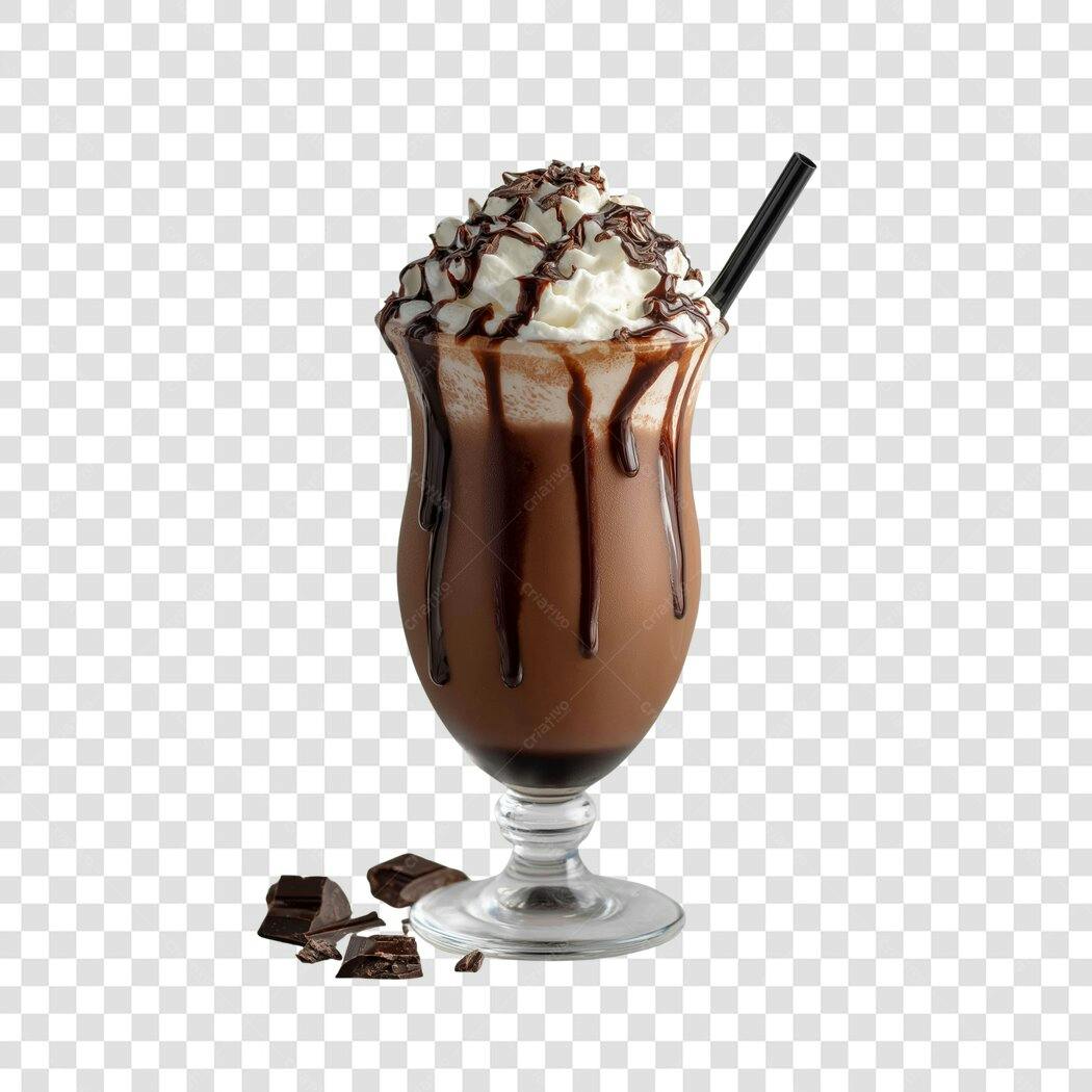 Foto Recortada Milkshake Chocolate Chantilly PNG Fundo Transparente