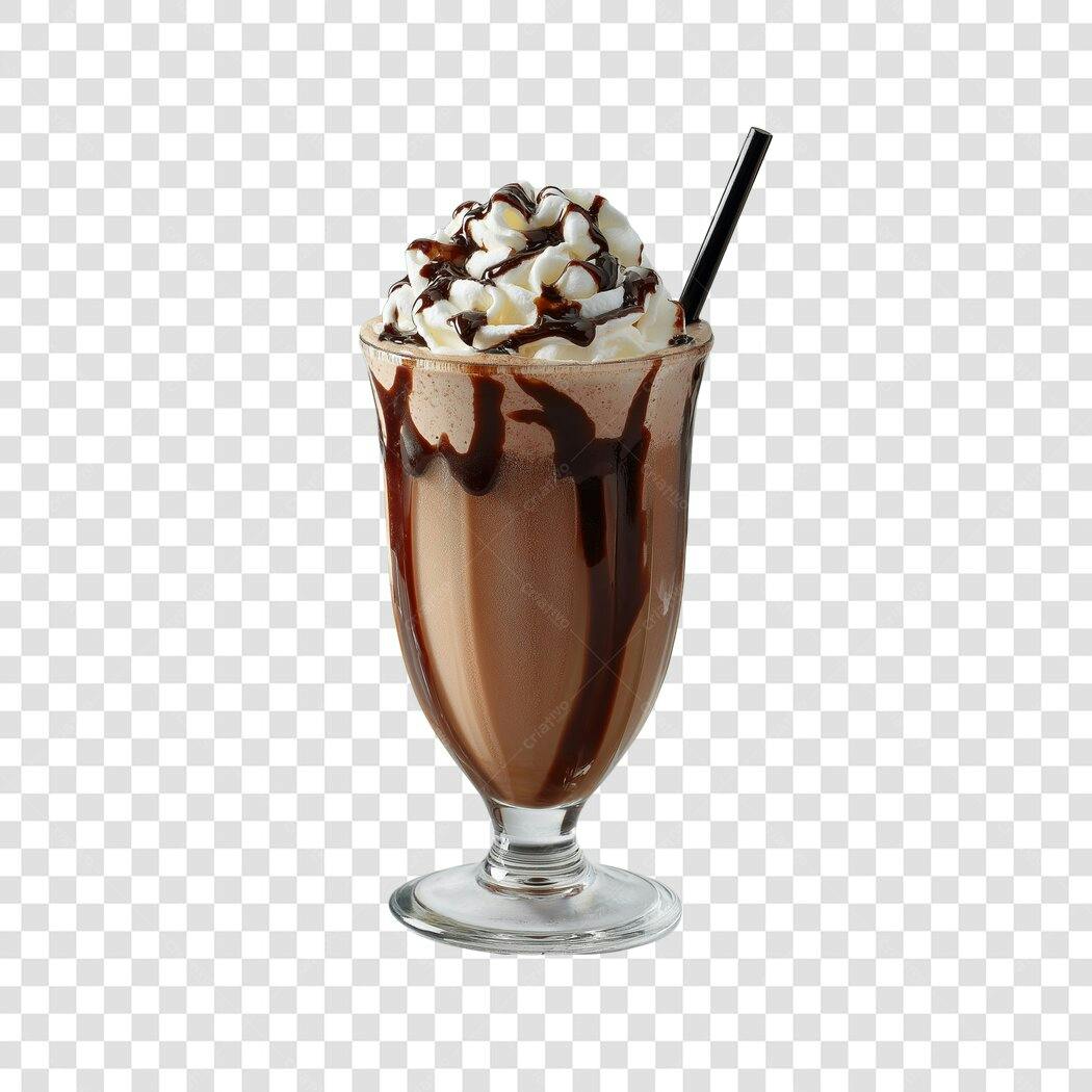 Foto Recortada Milkshake Chocolate Chantilly PNG Fundo Transparente