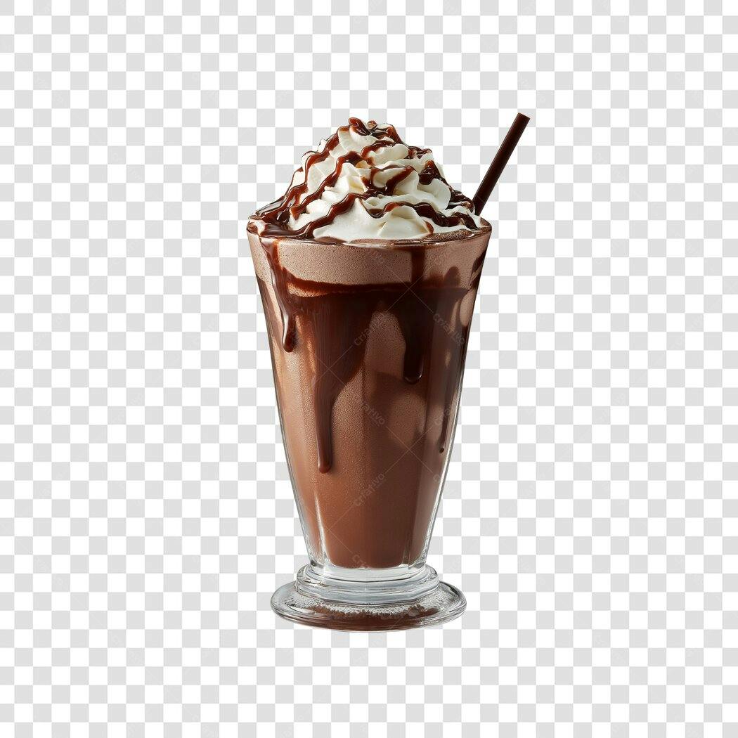 Foto Recortada Milkshake Chocolate Chantilly PNG Fundo Transparente