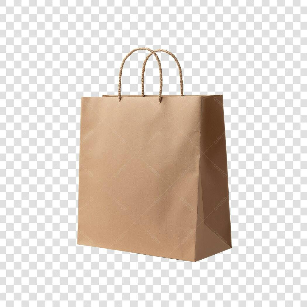 Foto Recortada Sacola Kraft Marrom Compras PNG Fundo Transparente