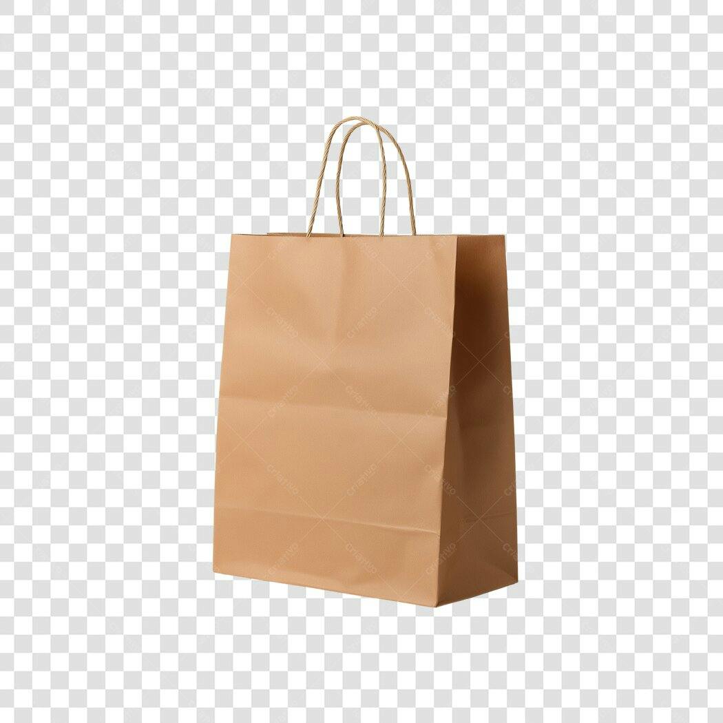 Foto Recortada Sacola Kraft Marrom Compras PNG Fundo Transparente