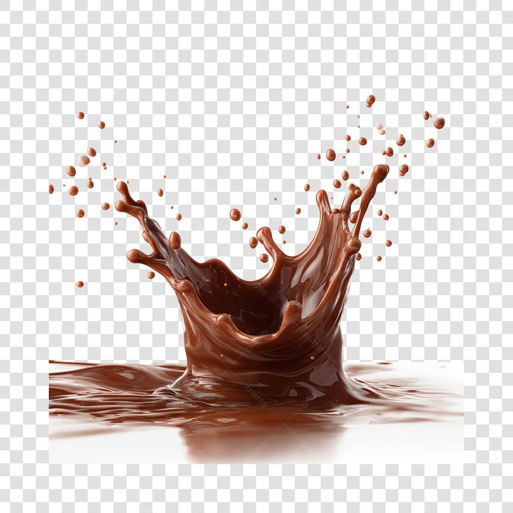 Foto Recortada Splash Chocolate Derretido PNG Fundo Transparente