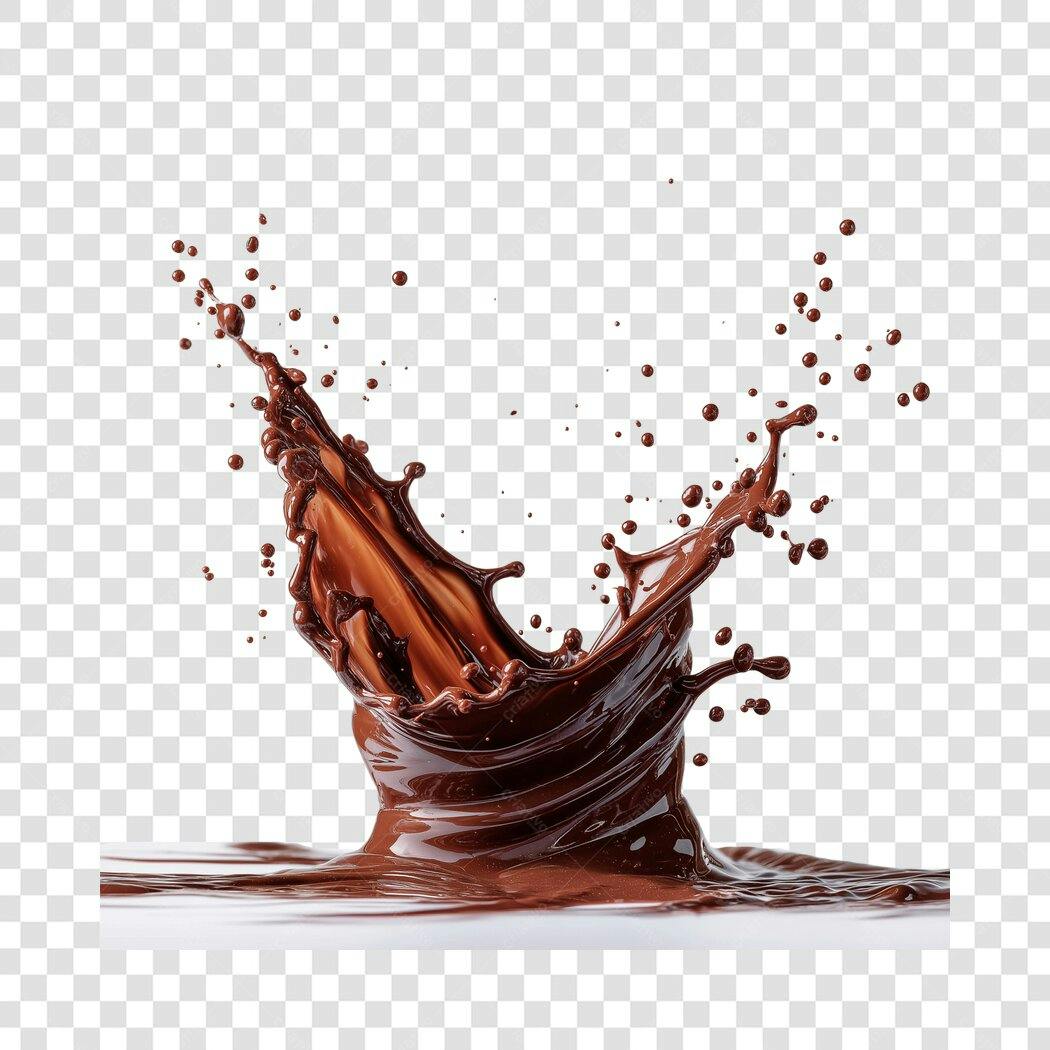 Foto Recortada Splash de Chocolate Líquido PNG Fundo Transparente