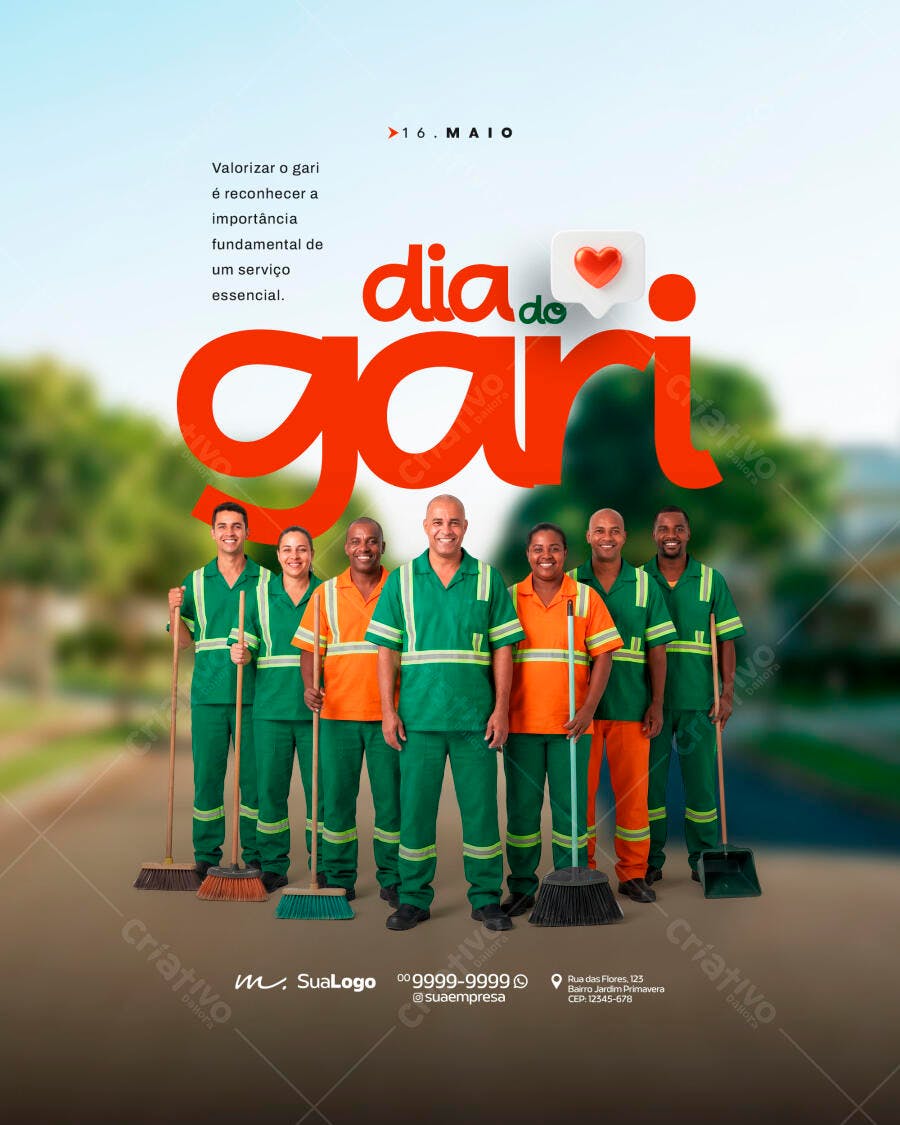 Post Dia do Gari 16 de Maio PSD Editável