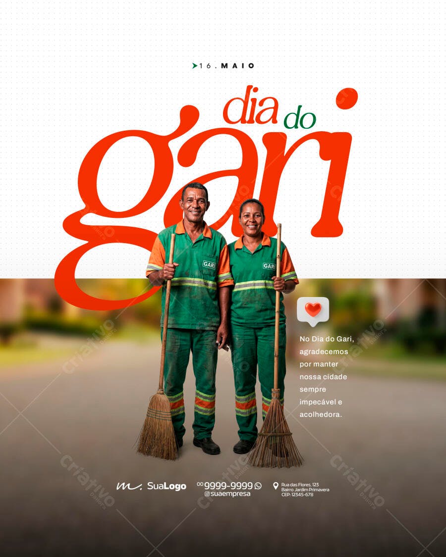 Post Dia do Gari 16 de Maio PSD Editável