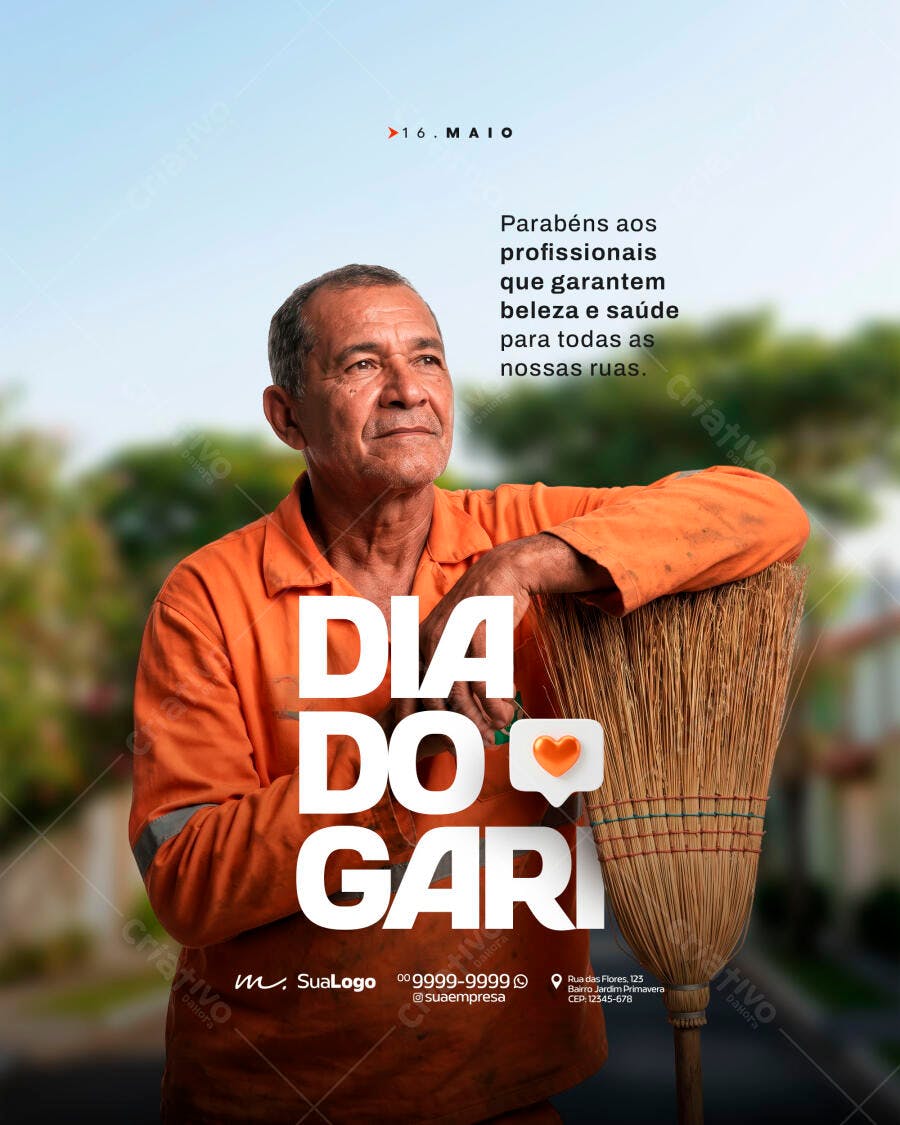 Post Dia do Gari 16 de Maio PSD Editável