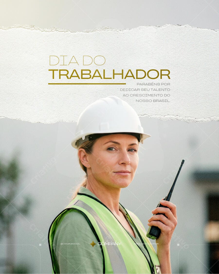 Post Dia do Trabalhador 1 de Maio Construção PSD Editável