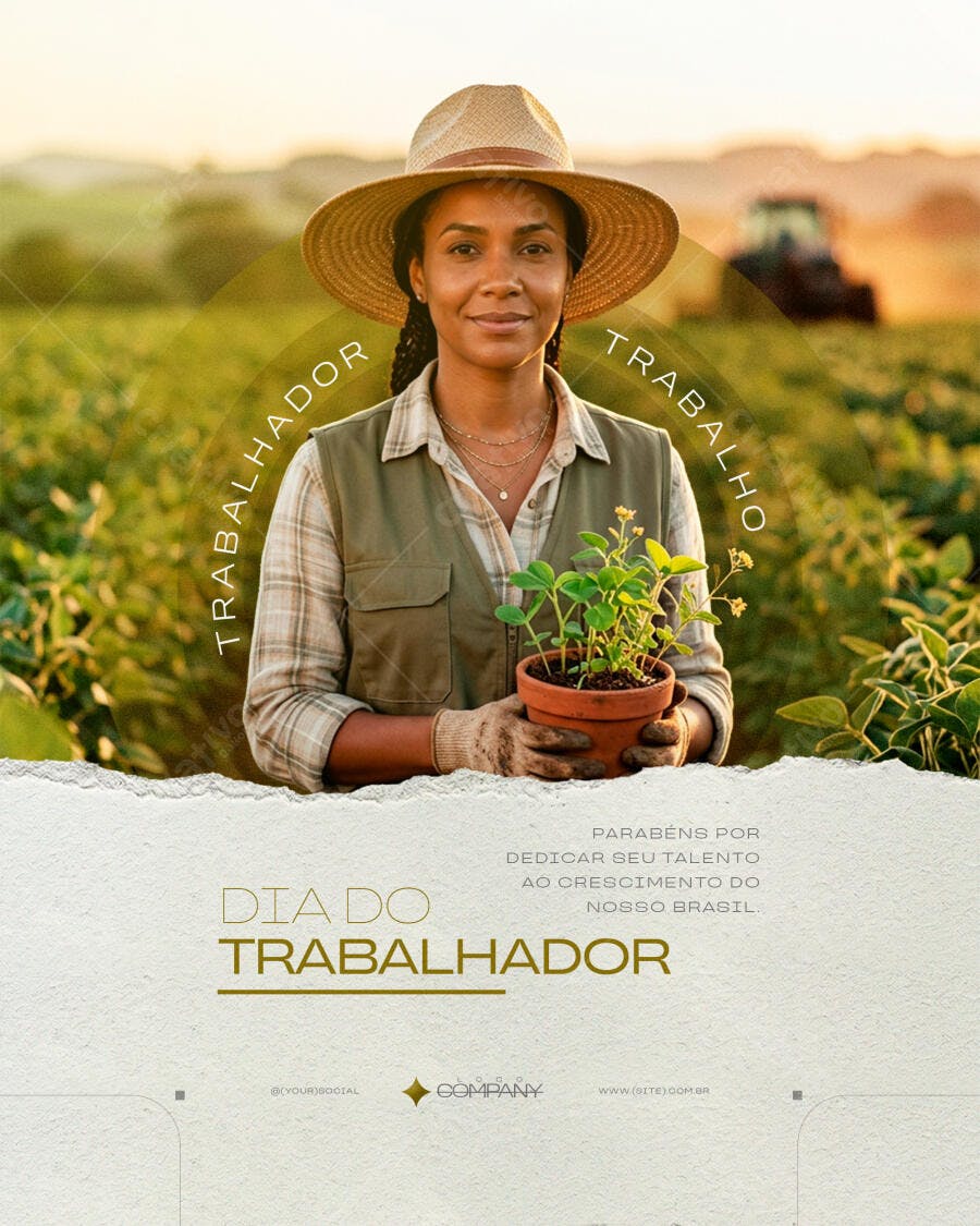 Post Dia do Trabalhador 1 de Maio Rural PSD Editável