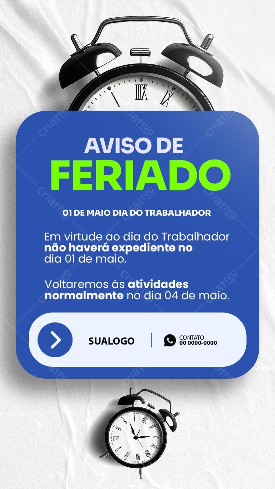 Post Dia do Trabalhador Aviso Feriado PSD Editável