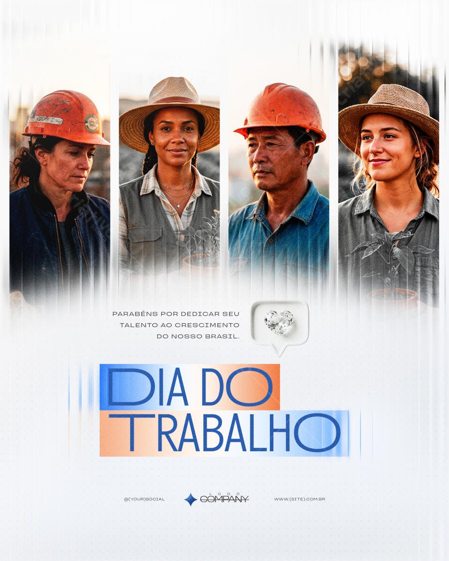 Post Dia do Trabalho 1 de Maio Profissões PSD Editável