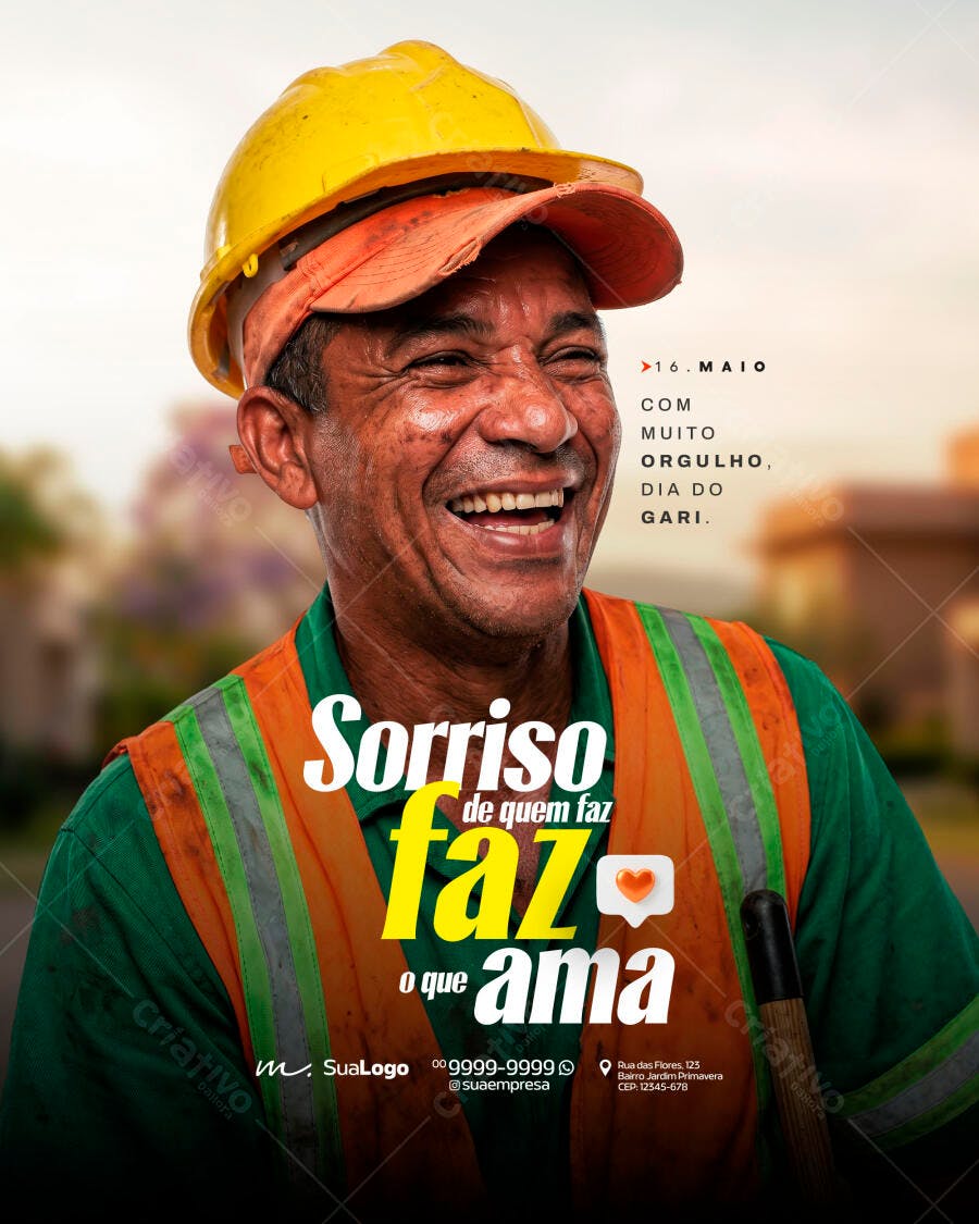 Post Instagram Dia do Gari 16 de Maio PSD Editável