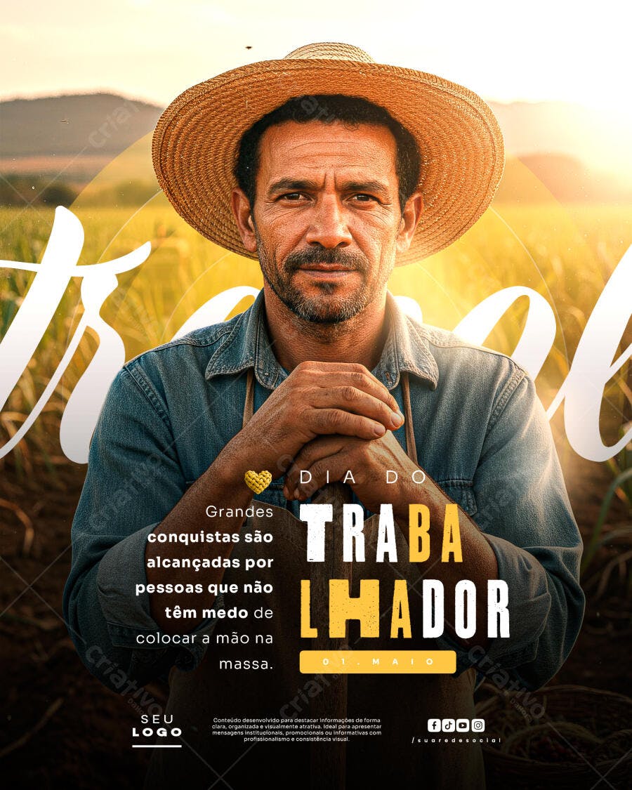 Post Instagram Dia do Trabalhador 1 de Maio PSD Editável