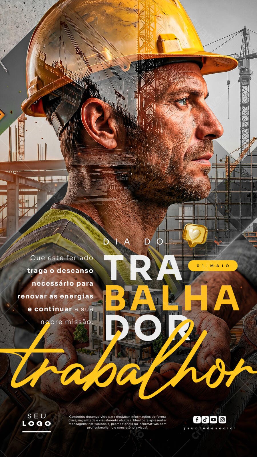 Post Instagram Dia do Trabalho 1 de Maio PSD Editável