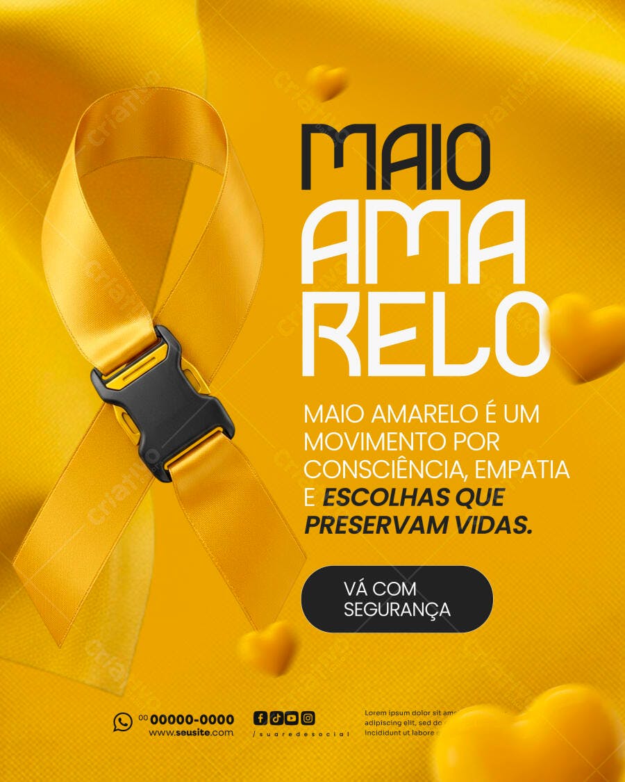 Post Instagram Maio Amarelo Conscientização PSD Editável