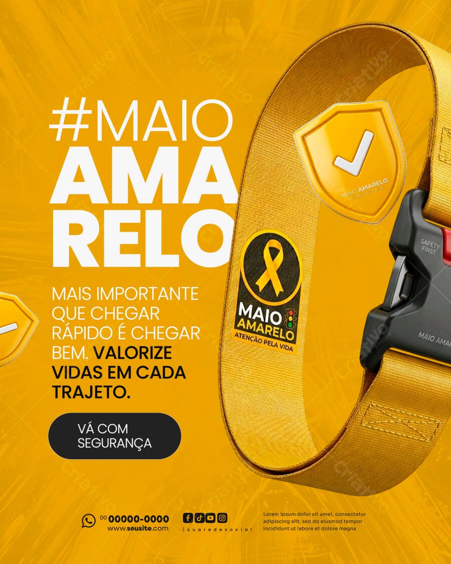 Post Instagram Maio Amarelo Conscientização PSD Editável