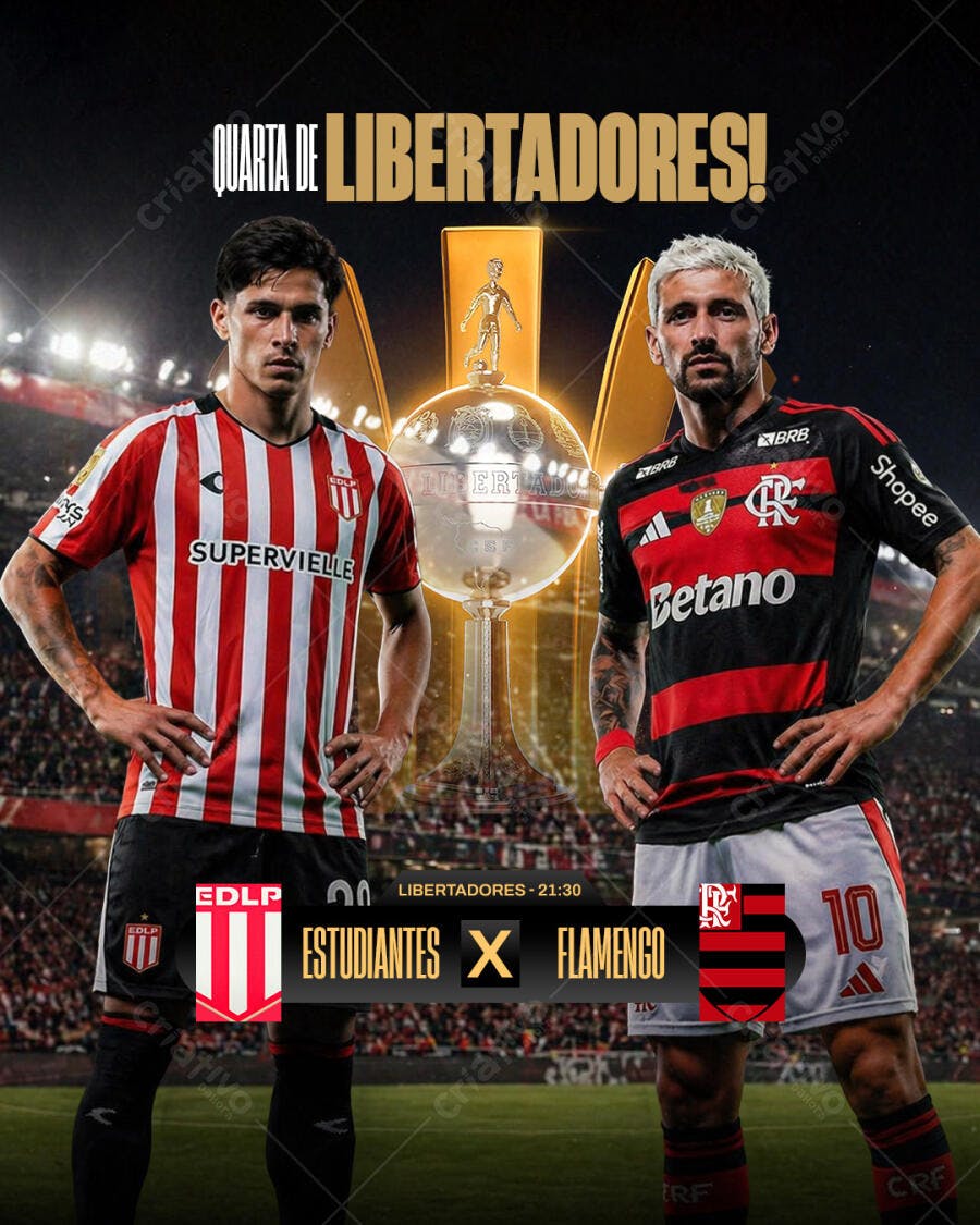 Post Libertadores Futebol Estudiantes Flamengo PSD Editável
