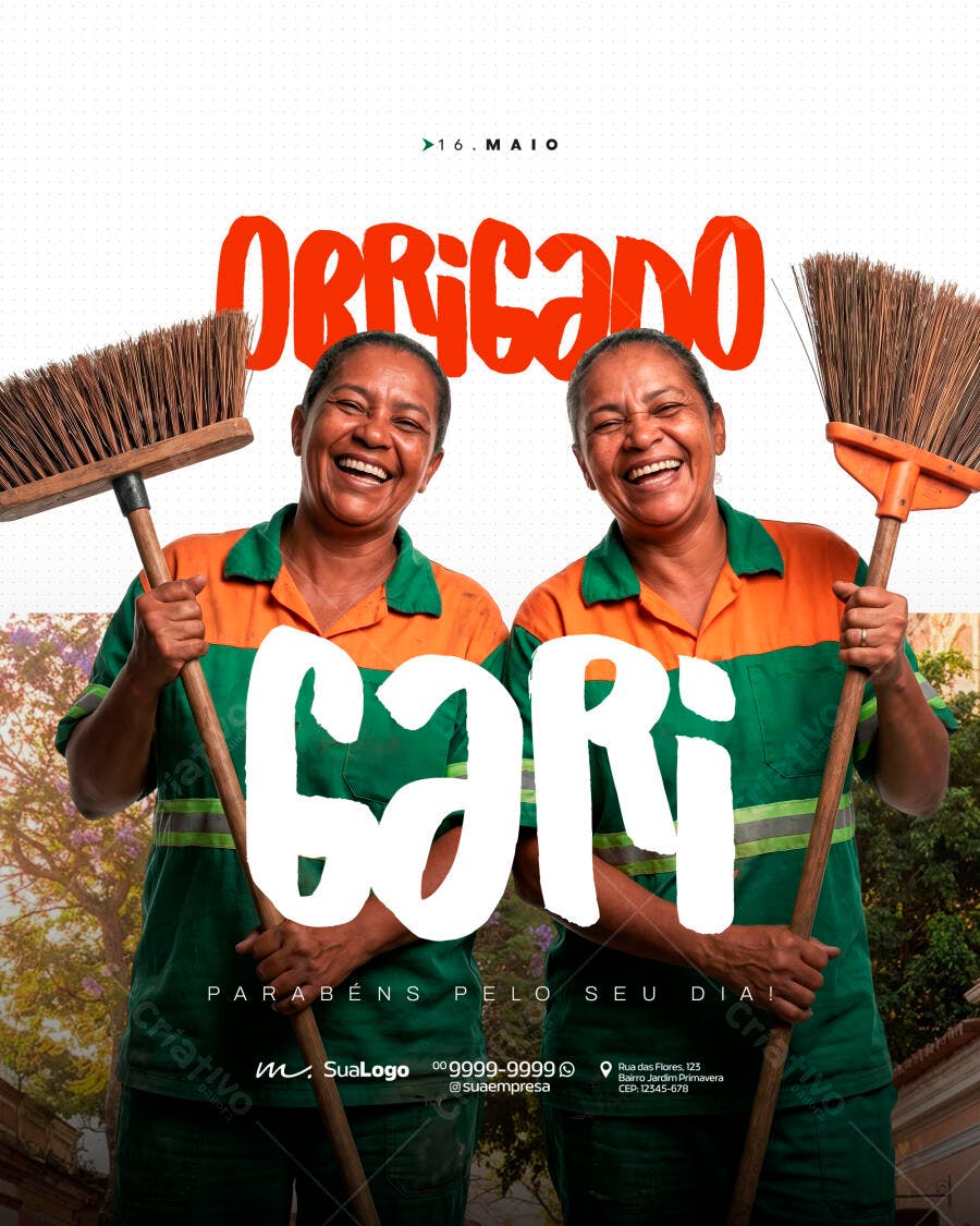 Post Social Media Dia do Gari 16 de Maio PSD Editável