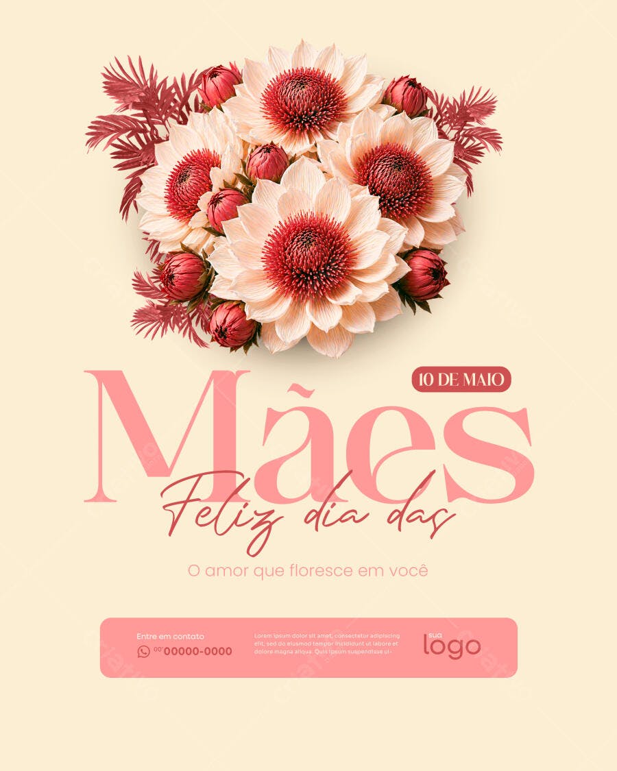 Template Canva Post Instagram Dia das Mães Floral Delicado Editável
