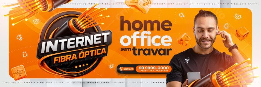 Banner Internet Fibra Óptica Home Office PSD Editável