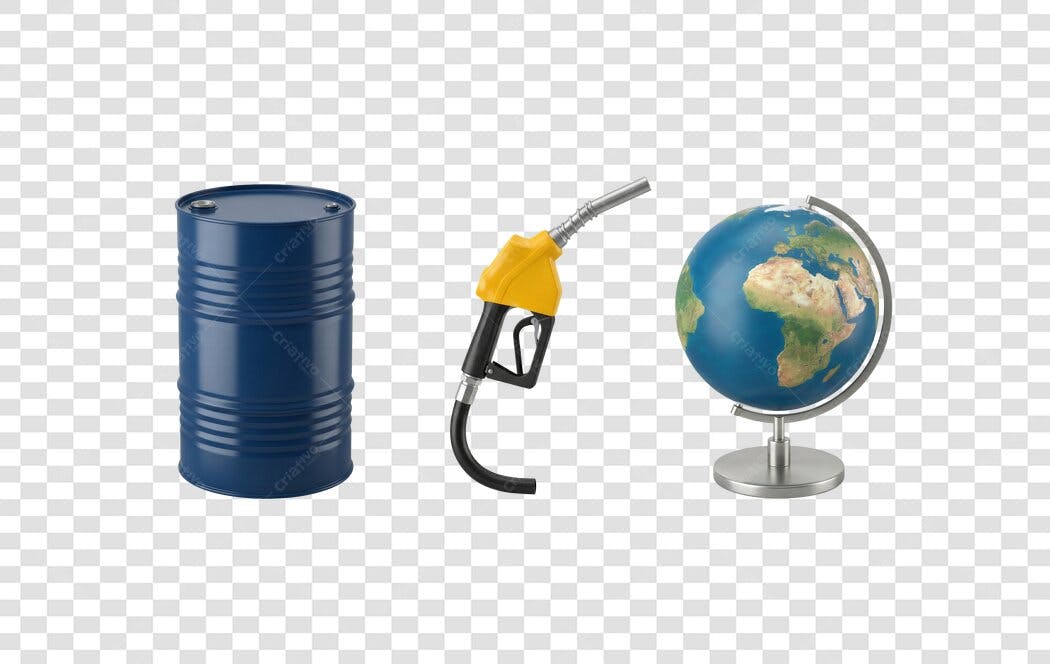 Elemento 3D Barril Combustível Bomba Gasolina Globo PNG Fundo Transparente