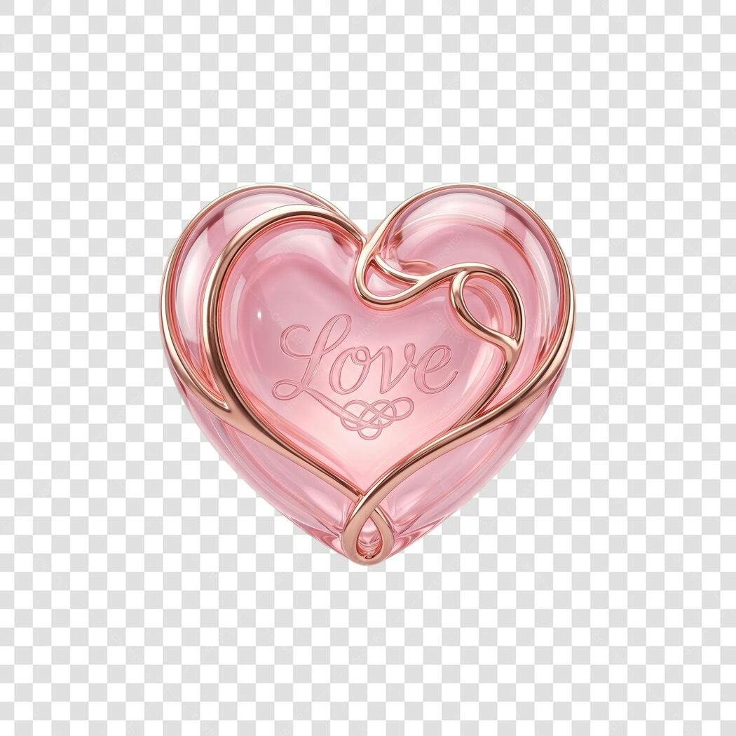 Elemento 3D Coração Rosa Love Dia dos Namorados Junho PNG Fundo Transparente