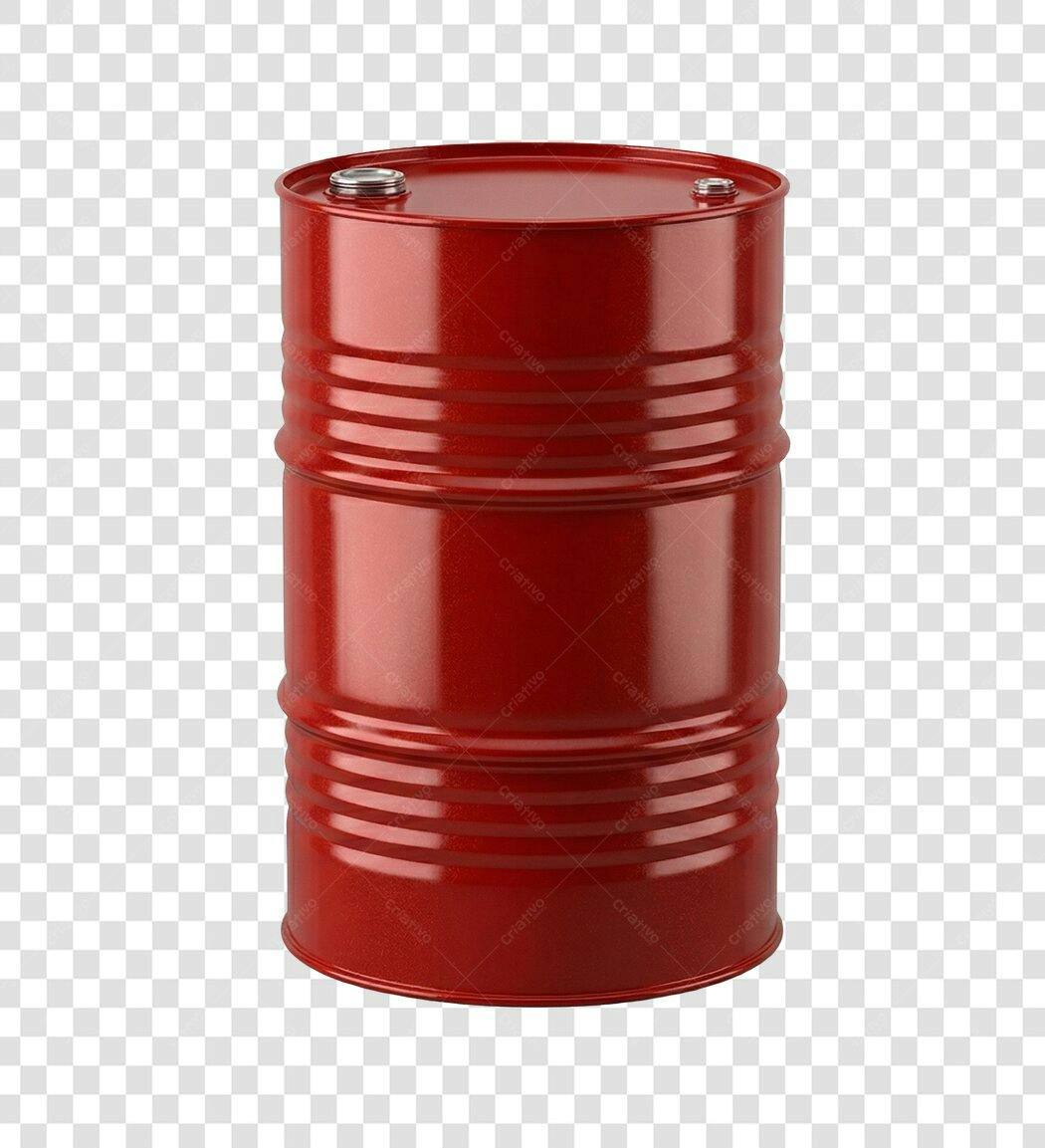 Elemento 3D Tambor Barril Vermelho Industrial PNG Fundo Transparente
