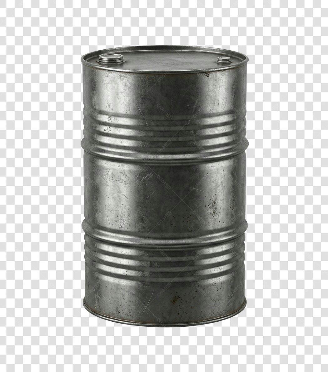 Elemento 3D Tambor Metálico Industrial PNG Fundo Transparente