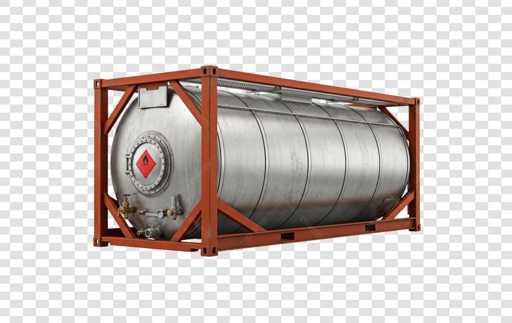 Elemento 3D Tanque Contêiner Carga Perigosa PNG Fundo Transparente