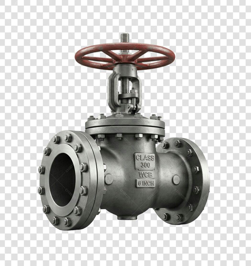 Elemento 3D Válvula Industrial Metal PNG Fundo Transparente