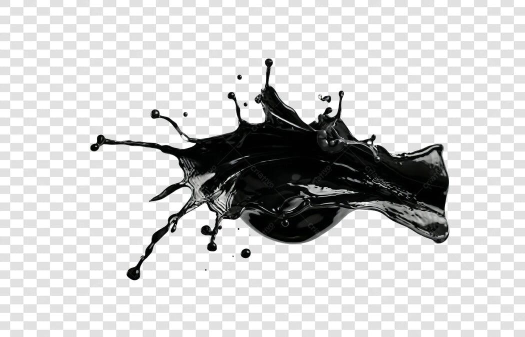 Elemento Decorativo Tinta Preta Respingo PNG Fundo Transparente
