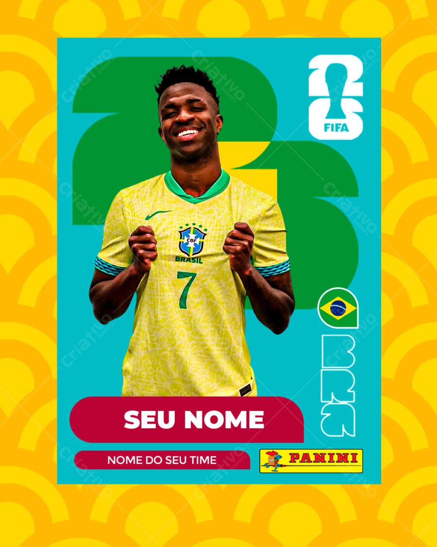 Figurinha Copa do Mundo Futebol Brasil PSD Editável