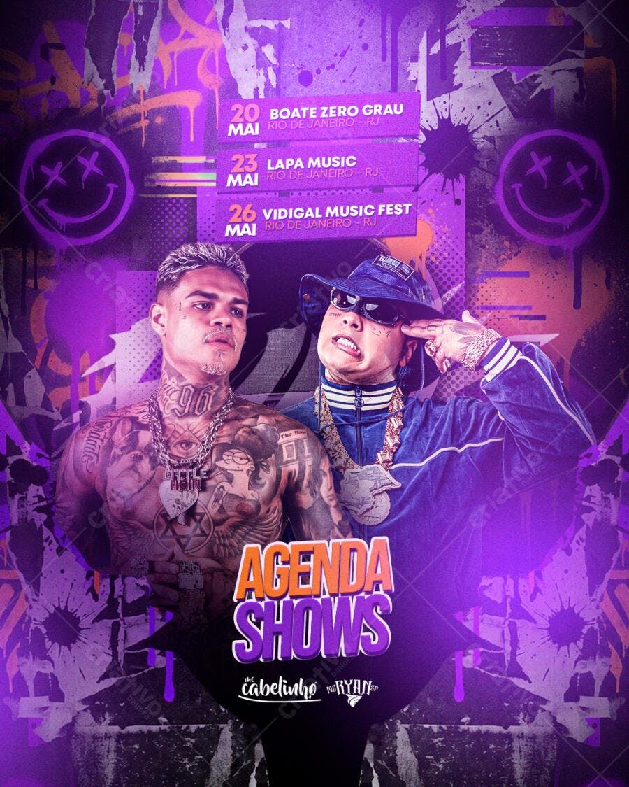 Flyer Agenda Shows Maio Funk Trap PSD Editável