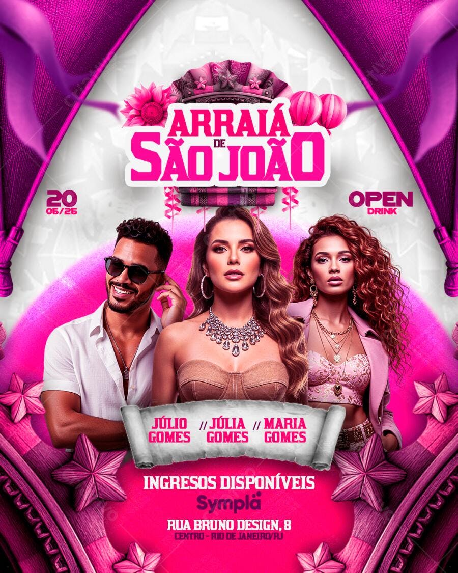 Flyer Arraiá de São João Festa Junina PSD Editável