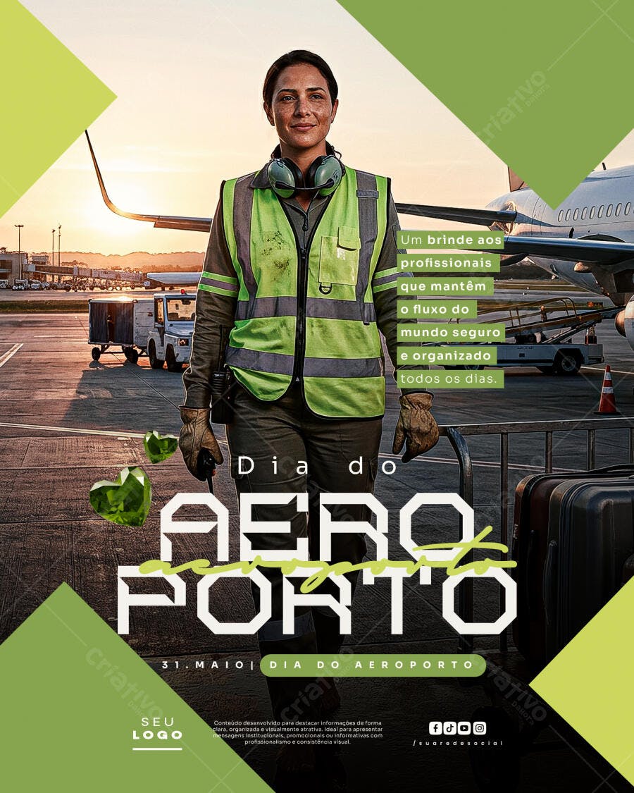 Flyer Dia do Aeroporto 31 de Maio PSD Editável