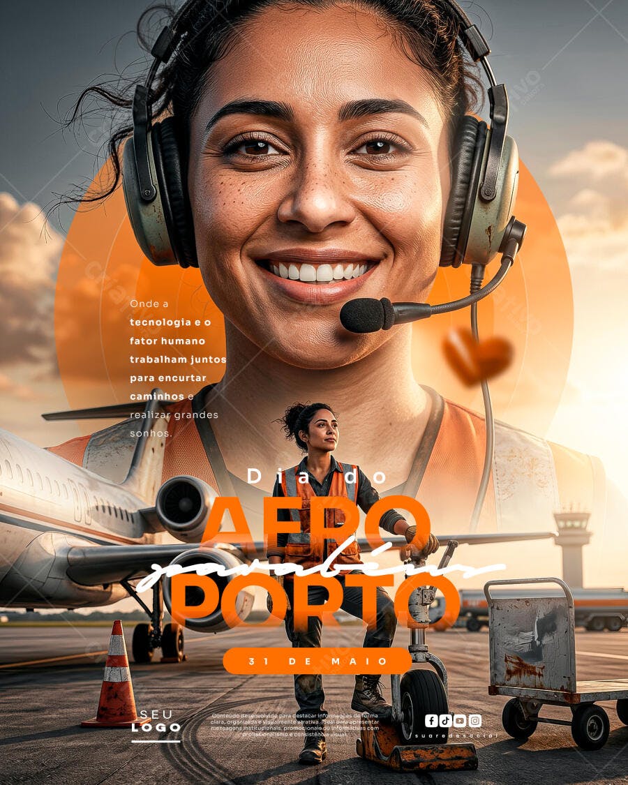 Flyer Dia do Aeroporto 31 de Maio PSD Editável