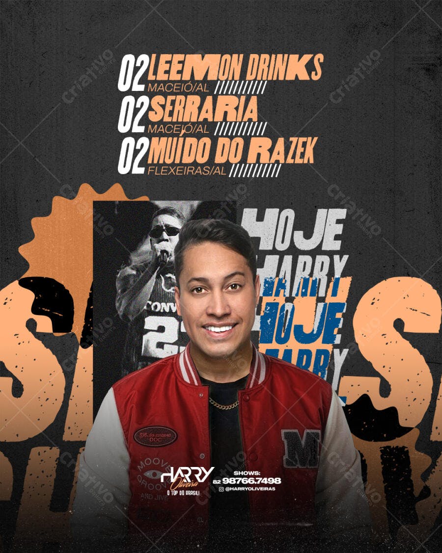 Flyer Evento Musical Show Artista Harry PSD Editável