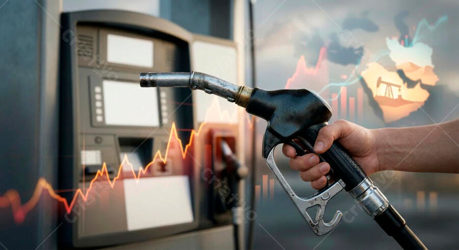 Foto Bomba de Combustível Mão Abastecendo Gráficos Econômicos
