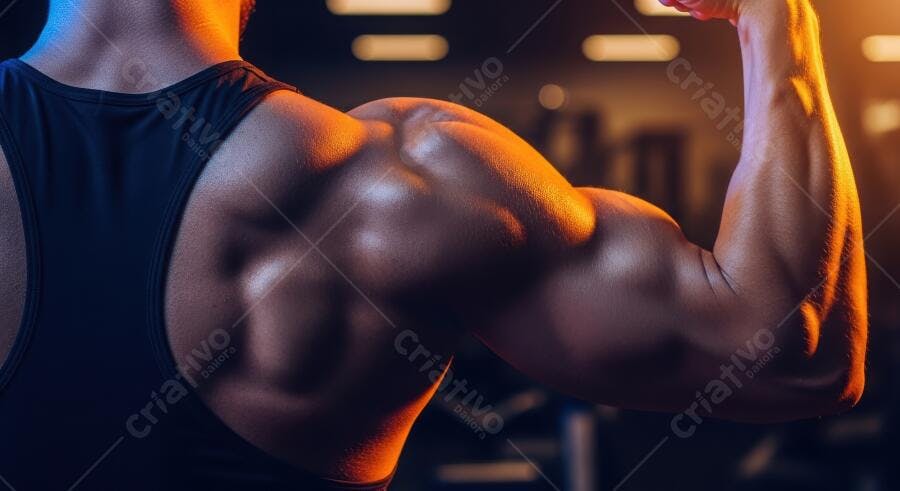 Foto Braço Musculoso Homem Flexionando Bíceps Academia Fitness