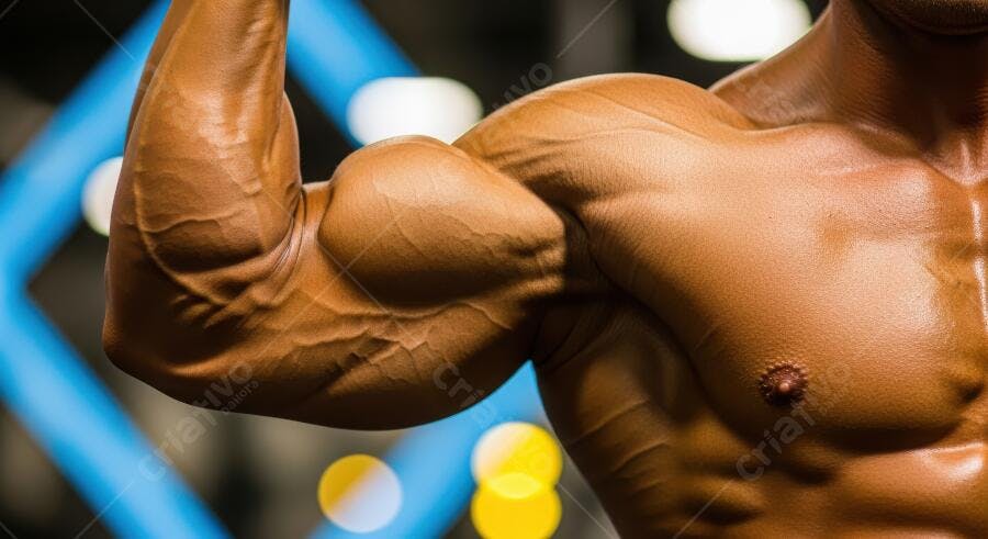 Foto Braço Musculoso Homem Flexionando Bíceps Academia Fitness