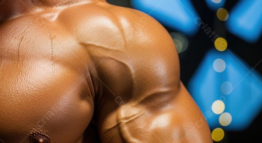 Foto Close Up Músculos Ombro Braço Masculino Definido Academia
