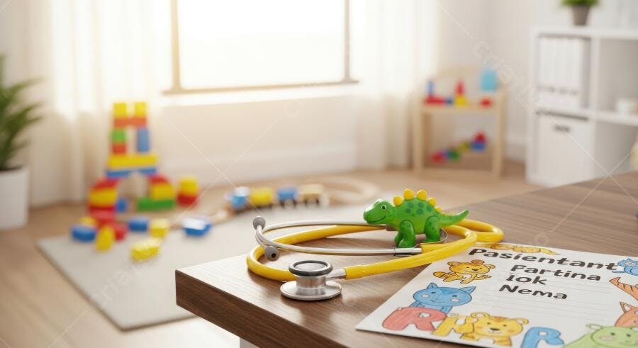 Foto Consultório Pediátrico Estetoscópio Brinquedos Foco Seletivo
