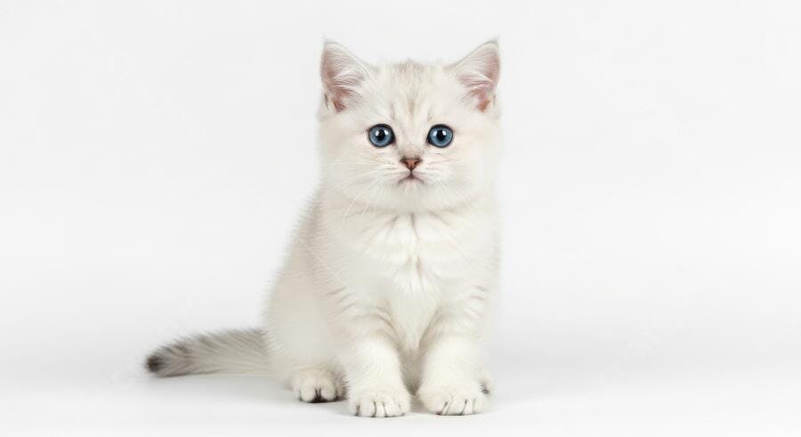 Foto Gato Filhote Branco Olhos Azuis Estúdio